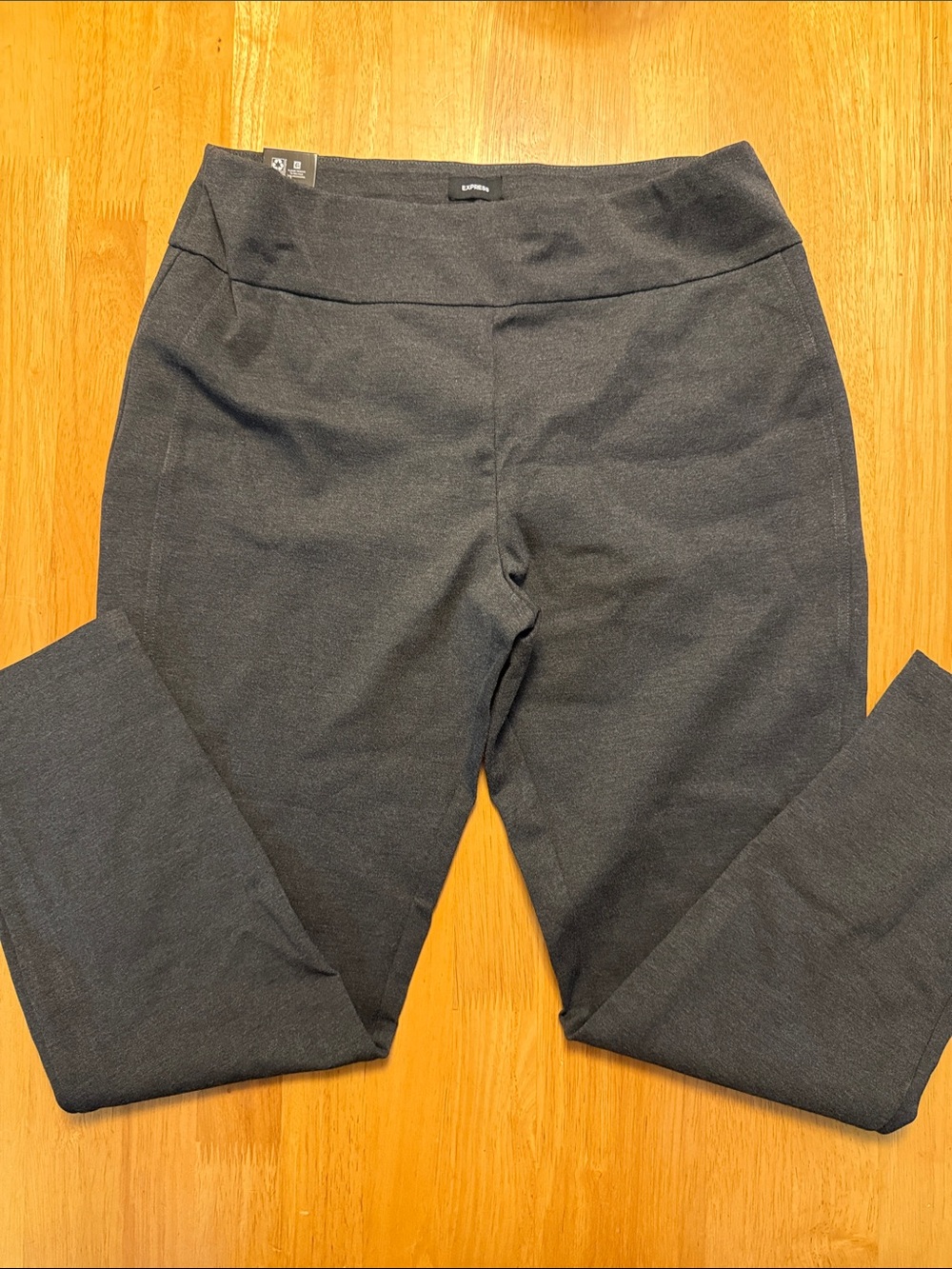 Express Straight-Leg Ponte Pants in Dark Gray